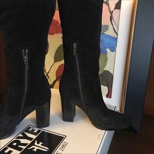 Frye Claude Black Tall Suede Boot Size 7